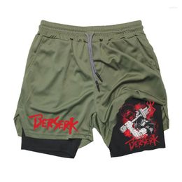 Men's Shorts Anime Berserk Running Men Fitness Sports Jogging Short Pants Sportwear Training Sport Gym Male Summer