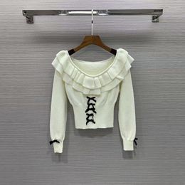 Women's Sweaters High Quality Women Fashion Winter Sweet Lovely Double Ear Bow Slim Stretch Knit Sweater Top