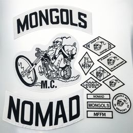 MONGOLS NOMAD MC Biker Vest Embroidery Patches 1% MFFM IN Memory Iron On Full Back of Jacket Motorcyle Patch303H