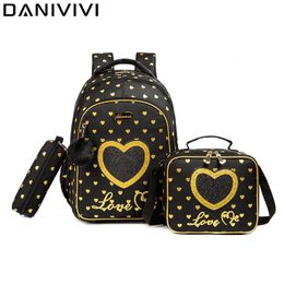 School Bags 3-piece/set girls' and children's school backpack High quality backpack School backpack with lunch box Mochilas Para Estudiantes 230713