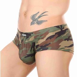 Underpants CLEVERMENMODE Boxer Men Boxers Underpants Camouflage Knickers Shorts Sexy Underwear Penis Pouch Ropa Interior Hombre Panties J230713