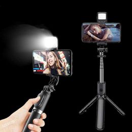 Selfie Monopods 2023 New Wireless Bluetooth Selfie Stick Remote Shutter Tripod with Fill Light 360-Degree Rotation for Live Broadcasting R230713