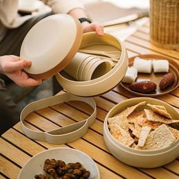 Dinnerware Sets 1 Set Useful Dish Solid Color Kit Reusable Portable Camping Dinner Eating Soup Bowl Tableware Have Meals
