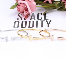 T-shaped designer bracelet gold bangle luxury Jewellery rose gold silver diamond blue shell open cuff tennis bracelets womens Jewellery holiday gift for men girls