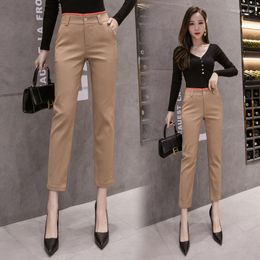 Women's Pants 2023 Spring Autumn Women Casual Button High Waist Ankle-length Female Loose Office Ladies Straight Suit Trousers S55