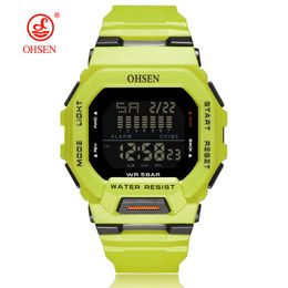 Fashion OHSEN Hombre Male Digital Watches 5ATM Dive Man Mens Sports Green Wristwatches Hand clocks Man Watch Reloj Masculino