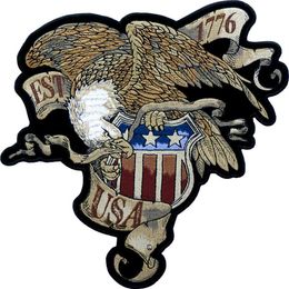 Low High Quality Established 1776 USA Eagle & Crest Patch Patriotic Back Patches 198N