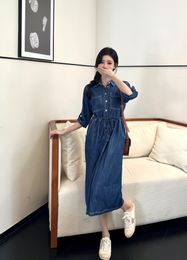 Pra Luxury Dresses 2023 summer new dress high quality dress women robes casual women dresses Sleeveless denim ruffled casual Denim Dress Long Dress