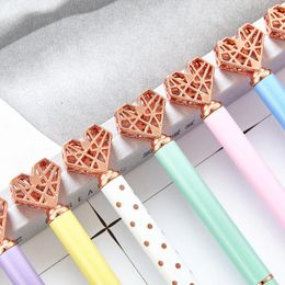 Love Ball Pen Wholesale Student Teacher School Supplies Stationery Metal Heart Ballpoint For Writing Office Accessories Gift
