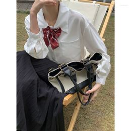 Women's Blouses Shirt Japanese College Wind Easing Bowknot White Tie Long-sleeved Female Students