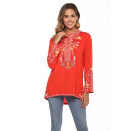 Women's Blouses Bohemian Style Woman Shirt Spring Summer Embroidered Blouse Female Top Casual Loose Camisas