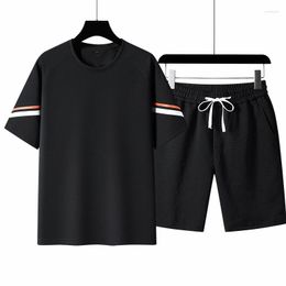 Men's Tracksuits Summer Suit Mens Large Size Short-sleeved Shorts Fashion Casual Sportswear Male Loose Versatile T-shirt Men Solid Color