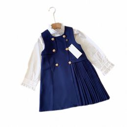 Girl's Dresses kids clothes baby children dress youth Classic pattern designer brand Letter Set Skirt size 90-160 R5cU#