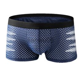 Underpants Men's Boxers Sexy Underwear Men Ice Silk Mesh Panties Breathable U Convex Pouch Underpants Male Boxer Shorts Cueca Calzoncillo J230713