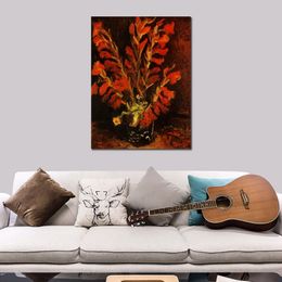 Vase with Red Gladioli 1886 Hand Painted Vincent Van Gogh Canvas Art Impressionist Landscape Painting for Modern Home Decor