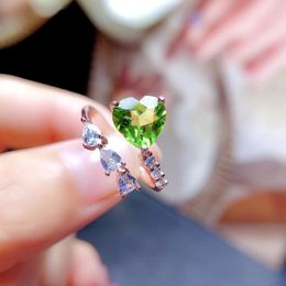 Cluster Rings Sterling Silver 925 Engagement Ring Women's Luxury Peridot Natural Gemstone Savre Stone Jewellery Original Date