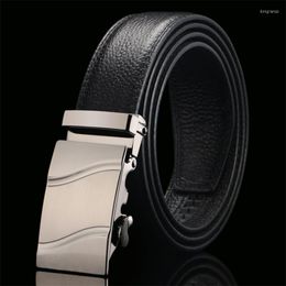 Belts CKMN Brand Men's Cowhide Genuine Leather High Quality Male Strap Men Metal Automatic Buckle Black Officer's Belt