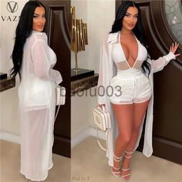 Women's Two Piece Pants VAZN 2023 Street Girl Style Women Sets Sleeveless Jumpsuits Long Outwear Elastic Short Pants Lady Pure Colour Lady 3 Piece Set J230713