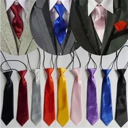 Children's necktie solid 38 colors baby's ties 28 6cm neckwear rubber band neckcloth For kids Christmas gift Fedex 250t