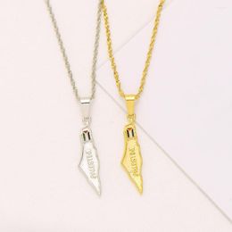 Pendant Necklaces Gold Silver Colour Palestine Map National Flag & Necklace For Women Men Country Jewellery