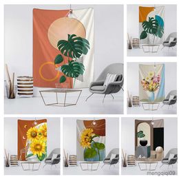 Tapestries Plant Oil Painting Tapestry Wall Hanging Bohemian Hippie Witchcraft Mural Dormitory Study Aesthetics Room Home Decor R230713