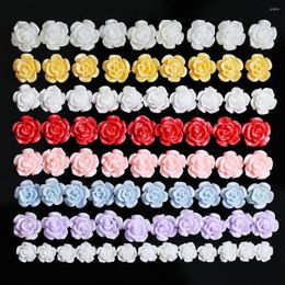 Nail Art Decorations 100Pcs/Bag 3D Rose Flower Rhinestones 8 8mm Mini White Camellia Wedding Resin Gems For DIY Manicure Salon&