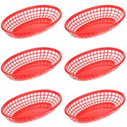 Dinnerware Sets 6 Pcs Storage Tray Accessory Fruit Serving Plate Fried Plates Basket Vegetable Oval Baskets Household Bread Compact Fry