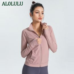 AL0LULU Sports Jacket Yoga Outfits Women Running Top Zipper Slim Fitted Long Sleeve Fitness Clothes Girl New Fashion Gym Pink Coat