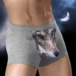 Underpants Men Underpants Modal men's funny panties with wolf boxer shorts mens sale Pouch Bulge boxers man Cartoon underwear for men J230713