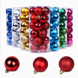 Party Decoration 24PCS Christmas Ball Ornaments 6/8CM Merry Santa Claus Snowman Tree Hang Decorations For Home1