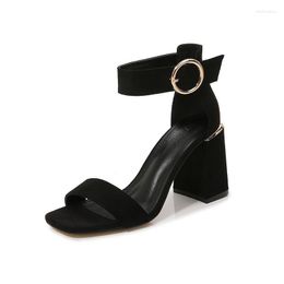 Women Chunky LIHUAMAO Sandals Heel Ankle Strap Square Block Casual High Shoes Wedding Party 1117