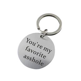 PIXNOR You're My Favourite Asshole Key Chain Stainless Steel Keyring Funny Keychain for Boyfriend Husband Valentine's Gifts315u