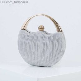 Evening Bags New Round Flash Portable Banquet Bag Fashion Curved Dinner Handbag Wedding Party Beaded Evening Bag Z230713