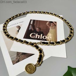 Belts 2014 Spring Design Women's Wide Chain PU Belt High Quality Vintage Bronze Belt Dress Belt Cinture Decoration Z230714