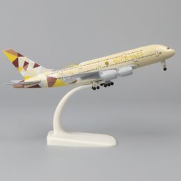 Aircraft Modle Metal Model 20 Cm 1 400 Etihad A380 Replica Alloy Material Aviation Simulation Children Boy Gift 230712