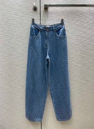 Jeans Donna Marchio Logo Stampa Pantaloni ondulati stampati a vita alta in denim dritto Tessuto importato Taglio irregolare Pantaloni stile retrò Jeans firmati Abbigliamento donna