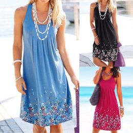 Casual Dresses Women Summer Printing Sleeveless Evening Party Dress Beach Vest