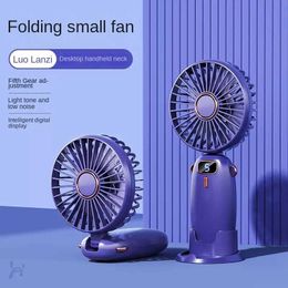 Electric Fans New USB Handheld Fan Mini Portable Student Small Fan Digital Display Folding Desktop Aromatherapy Electric Fan