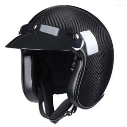 Motorcycle Helmets Carbon Fibre Men Half - Medium 3/4 Open Face Women Helmet Flat (L)