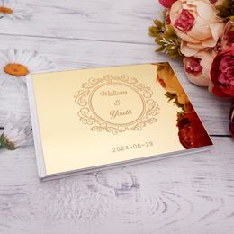 Other Event Party Supplies Personalised 25x18cm Wedding Custom Signature Guestbook Acrylic Mirror Cover Reception Book Commemorative Book 230712