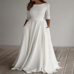 2021 Simple Modest Wedding Dresses With Sleeves A-line Crepe Chiffon Elegant Informal LDS Bridal Gowns Sleeved Custom Made Religio220C