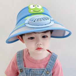 Wide Brim Hats Bucket Hats Kid Summer Sun Hat Solar Cooling Rechargeable Cooling Fan Hat Sun Visor Hat Summer Baseball Hat Empty Top Outdoor Sunhat 230712