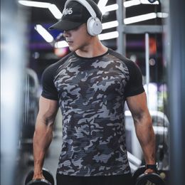 Men's T-Shirts Men Summer camouflage Short Sleeve Fitness T Shirt Running Sport Gym Muscle big size Workout Casual High Quality Tops Clothing 230712