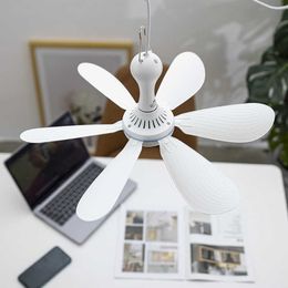 Electric Fans Silent 6 Leaves USB Powered Ceiling Canopy Fan with Remote Control Timing 4 Speed Hanging Fan for Camping Bed Dormitory Tent New
