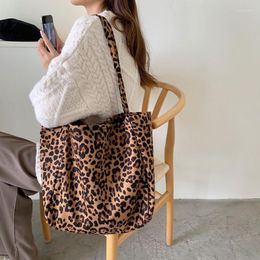 Evening Bags Winter Large Leopard Tote Bag Women Big Capacity Canvas Shoulder Lady Handbag Girls Pouch Bolso 2023