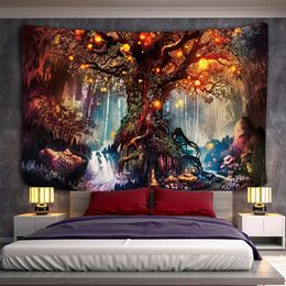 Tapestries Christmas forest fairy tale mushroom castle home decoration tapestry scene bohemian background wall hanging sheets