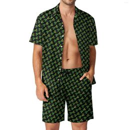 Men's Tracksuits Cute Shamrock Print Men Sets St Patricks Day Casual Shorts Outdoor Shirt Set Hawaii Graphic Suit Short Sleeve Plus Size