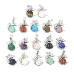 Dolphin Playing Pearl Charm Pendant Simple Healing Crystal Gemstone Pendant for Making Neckalce Bracelet Jewelry Accessories