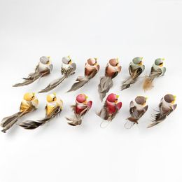 Garden Decorations 12x Feathered Bird Decorative Statues Zoo Birds Figure Model Fake Foam For Fence Outdoor Porch Yard Ornaments