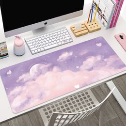 Cute Landscape Pink Whale Game Mouse Pad Large Size Sunset Pattern Desktop Keyboard Lock Border Washable Rubber Table Pad